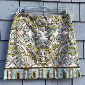 J. Crew Large Button Paisley Skirt Size 8- Great Spring Colors- Easter
